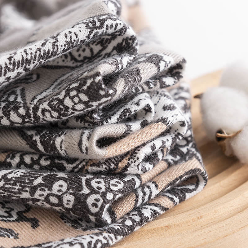 Écharpe enveloppante douce et chaude avec imprimé ethnique tibétain et Buddha Stones pour l'automne et l'hiver