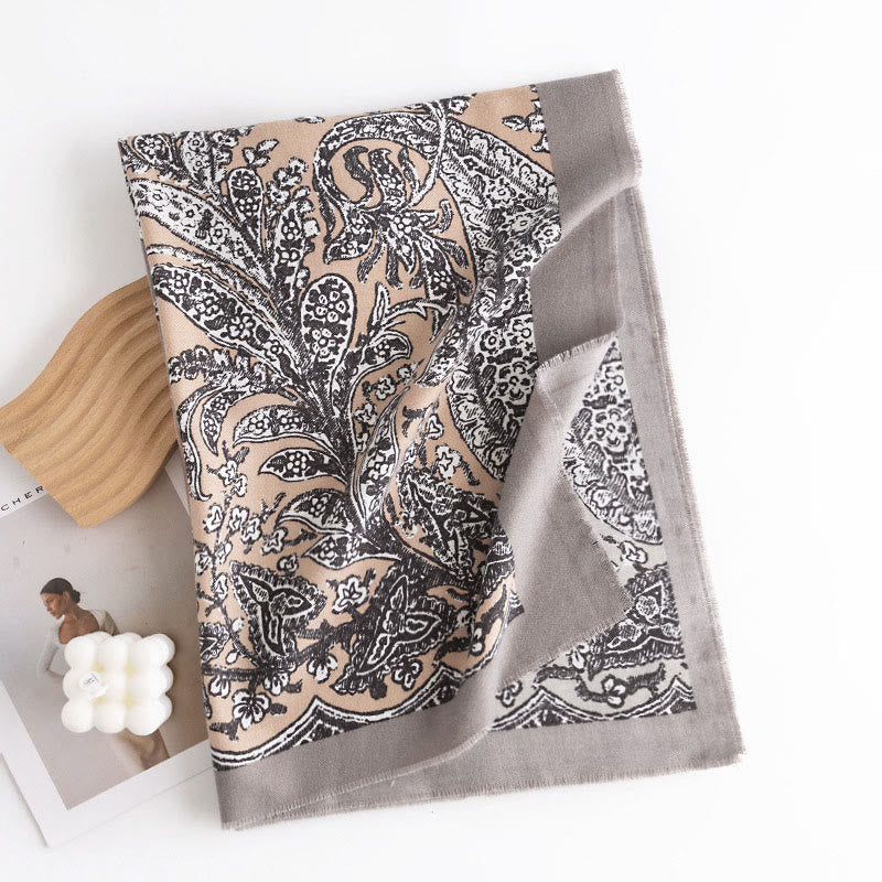 Écharpe enveloppante douce et chaude avec imprimé ethnique tibétain et Buddha Stones pour l'automne et l'hiver