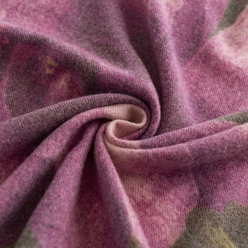 Châle tibétain en Buddha Stones , style artistique, imprimé hibiscus syriaque, écharpe chaude et confortable pour l'automne et l'hiver - image 14