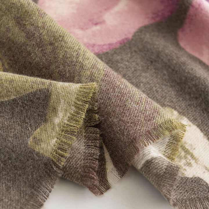 Châle tibétain en Buddha Stones , style artistique, imprimé hibiscus syriaque, écharpe chaude et confortable pour l'automne et l'hiver - image 16