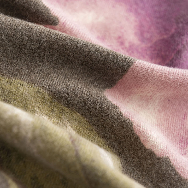 Châle tibétain en Buddha Stones , style artistique, imprimé hibiscus syriaque, écharpe chaude et confortable pour l'automne et l'hiver - image 12