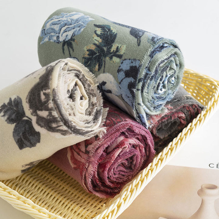 Châle tibétain Buddha Stones Garden Style Rose Flower Print Automne Hiver Doux Chaud Écharpe Wrap - image 12