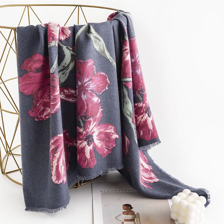 Châle tibétain en Buddha Stones, élégant, imprimé floral, automne hiver, doux et chaud, écharpe