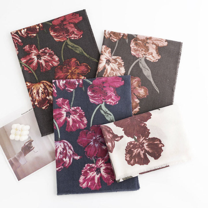 Châle tibétain en Buddha Stones, élégant, imprimé floral, automne hiver, doux et chaud, écharpe - image 1