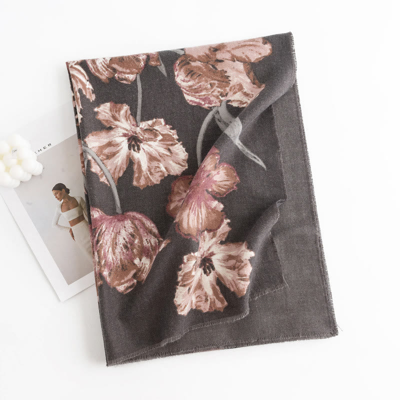 Châle tibétain en Buddha Stones, élégant, imprimé floral, automne hiver, doux et chaud, écharpe