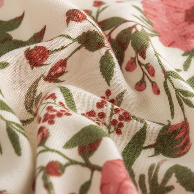 Châle tibétain en Buddha Stones, élégant, doux, imprimé grandes fleurs et feuilles, écharpe douce et chaude pour l'automne et l'hiver - image 5