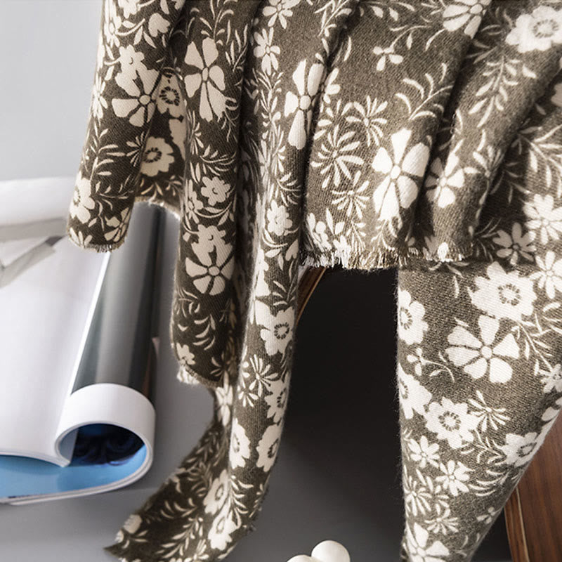 Châle tibétain en Buddha Stones , imprimé marguerite fraîche, écharpe de voyage douce et chaude pour l'automne et l'hiver - image 4