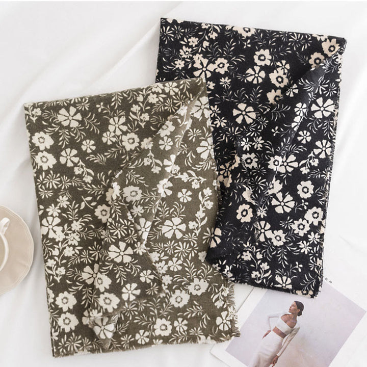 Châle tibétain en Buddha Stones , imprimé marguerite fraîche, écharpe de voyage douce et chaude pour l'automne et l'hiver - image 1