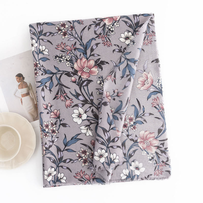 Buddha Stones rétro en fleurs de camélia Japonica imprimé automne hiver doux et chaud écharpe enveloppante - image 2