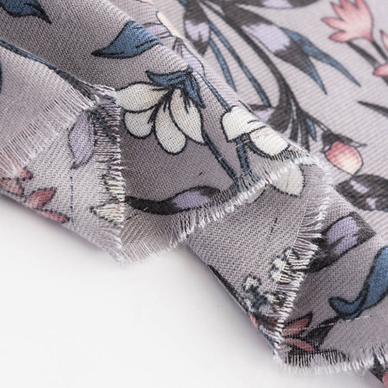 Buddha Stones rétro en fleurs de camélia Japonica imprimé automne hiver doux et chaud écharpe enveloppante - image 7