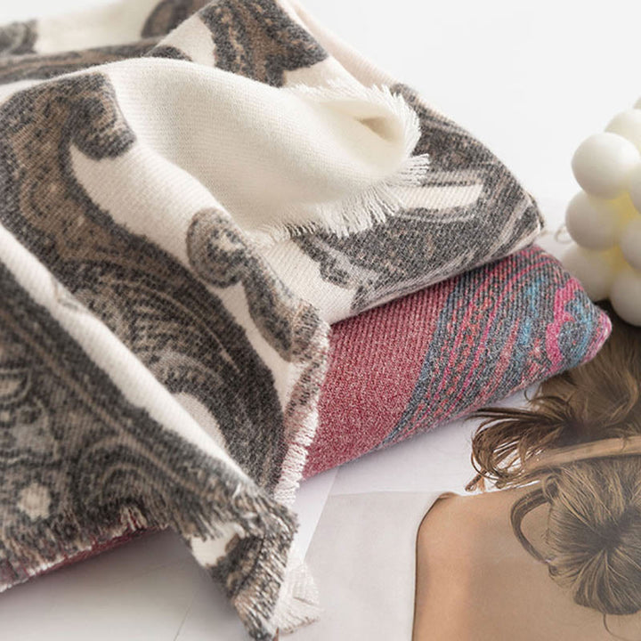 Châle imprimé cachemire tibétain Buddha Stones pour l'automne et l'hiver, écharpe douce et chaude - image 13