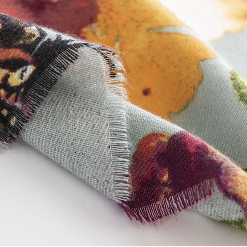 Écharpe enveloppante douce et chaude avec imprimé papillon et fleurs colorées et Buddha Stones pour l'automne et l'hiver
