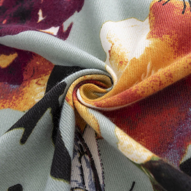 Écharpe enveloppante douce et chaude avec imprimé papillon et fleurs colorées et Buddha Stones pour l'automne et l'hiver