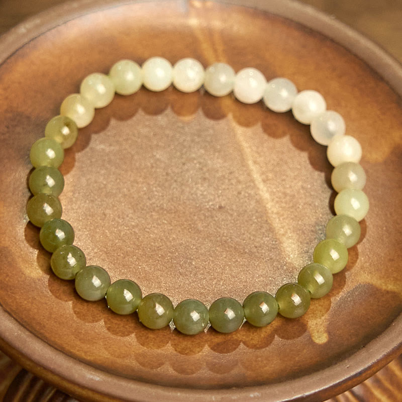 Bracelet en jade Hetian aux couleurs dégradées et abondantes Buddha Stones