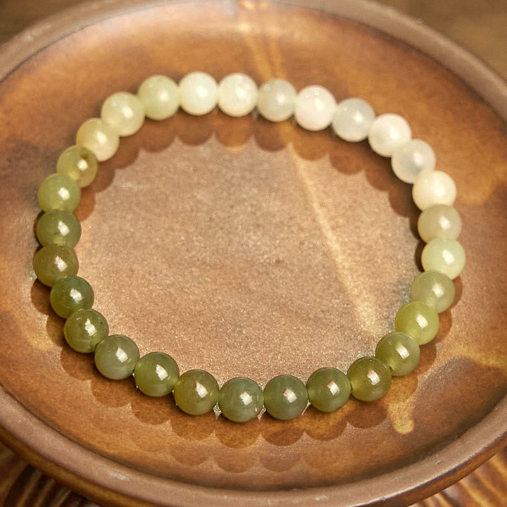 Bracelet en jade Hetian aux couleurs dégradées et abondantes Buddha Stones