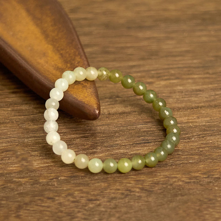 Bracelet en jade Hetian aux couleurs dégradées et abondantes Buddha Stones