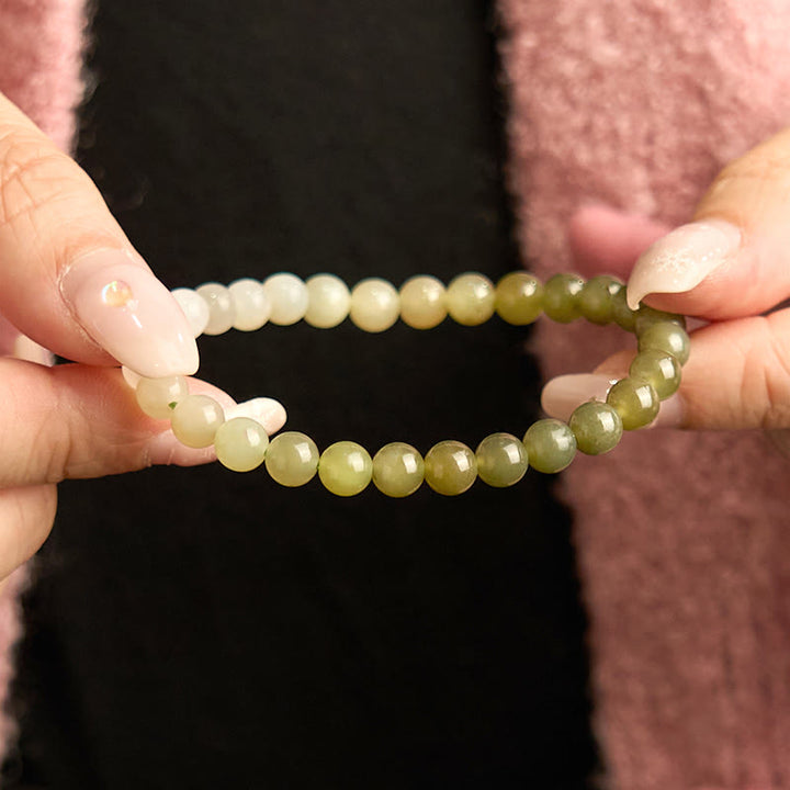 Bracelet en jade Hetian aux couleurs dégradées et abondantes Buddha Stones