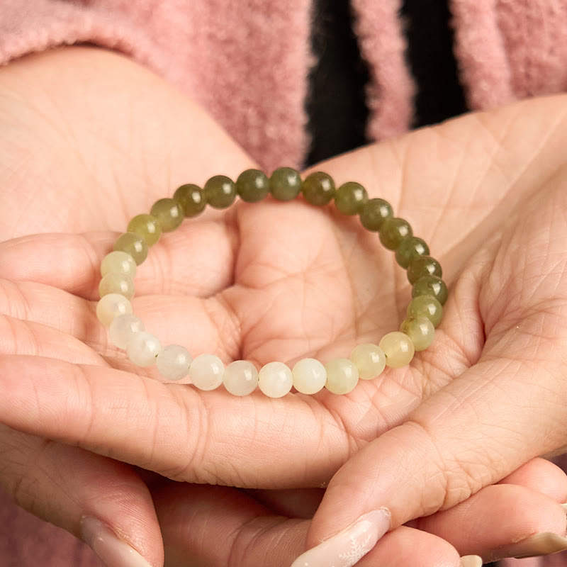Bracelet en jade Hetian aux couleurs dégradées et abondantes Buddha Stones