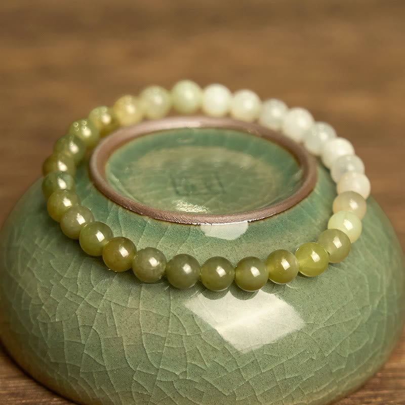 Bracelet en jade Hetian aux couleurs dégradées et abondantes Buddha Stones