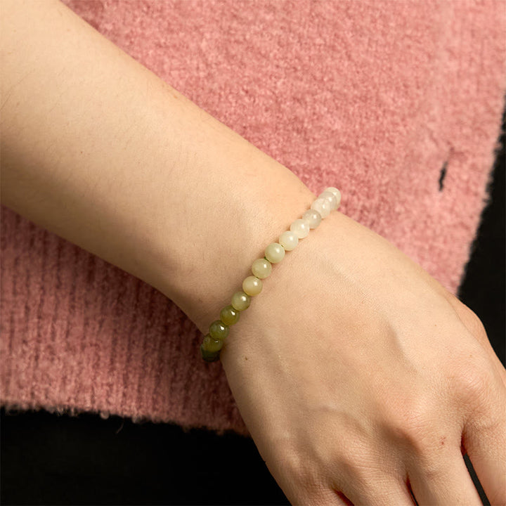 Bracelet en jade Hetian aux couleurs dégradées et abondantes Buddha Stones