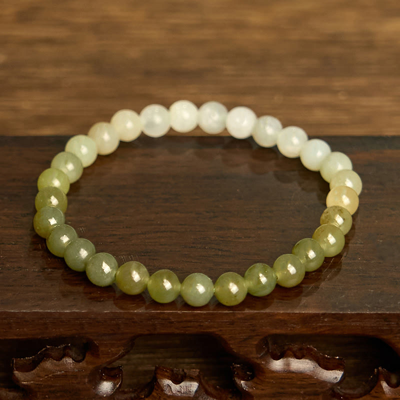 Bracelet en jade Hetian aux couleurs dégradées et abondantes Buddha Stones