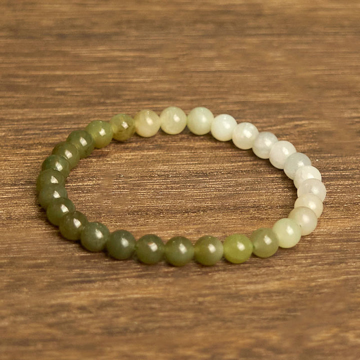 Bracelet en jade Hetian aux couleurs dégradées et abondantes Buddha Stones