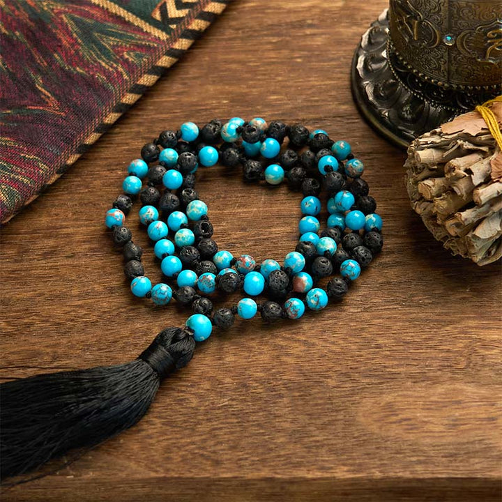 Buddha Stones Pierre Empereur Pierre de Lave Perles Gland Bonheur Colliers Pendentifs