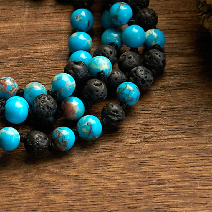Buddha Stones Pierre Empereur Pierre de Lave Perles Gland Bonheur Colliers Pendentifs