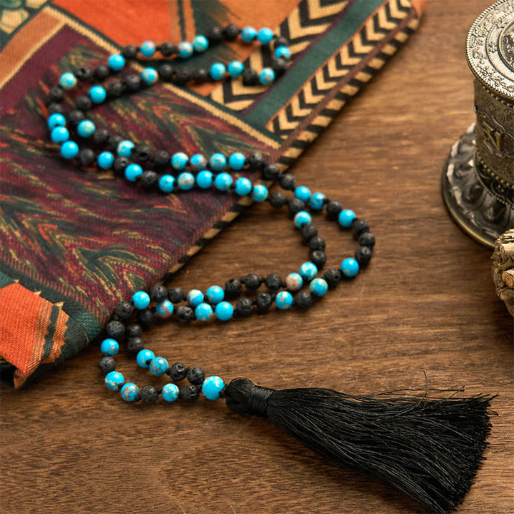 Buddha Stones Pierre Empereur Pierre de Lave Perles Gland Bonheur Colliers Pendentifs