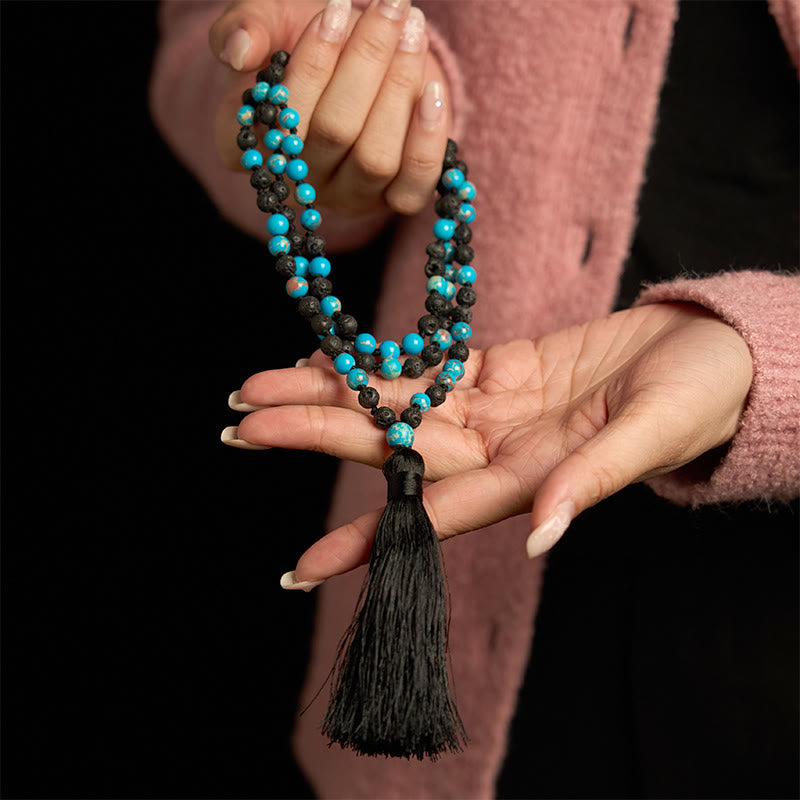 Buddha Stones Pierre Empereur Pierre de Lave Perles Gland Bonheur Colliers Pendentifs
