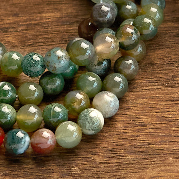 Buddha Stones Mala 108 perles en pierre naturelle d'agate indienne Lotus Calm