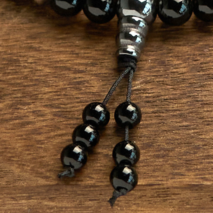 Bracelet de protection en onyx noir avec 108 perles de Mala en pierre naturelle Buddha Stones