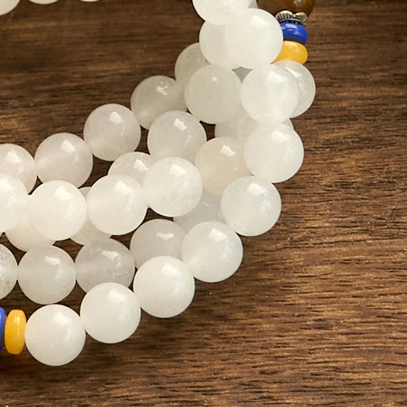 Bracelet Mala Buddha Stones 108 perles en quartzite naturel pour la richesse et la chance - image 13