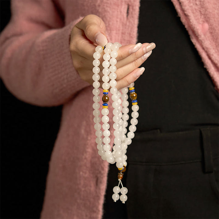 Bracelet Mala Buddha Stones 108 perles en quartzite naturel pour la richesse et la chance - image 7