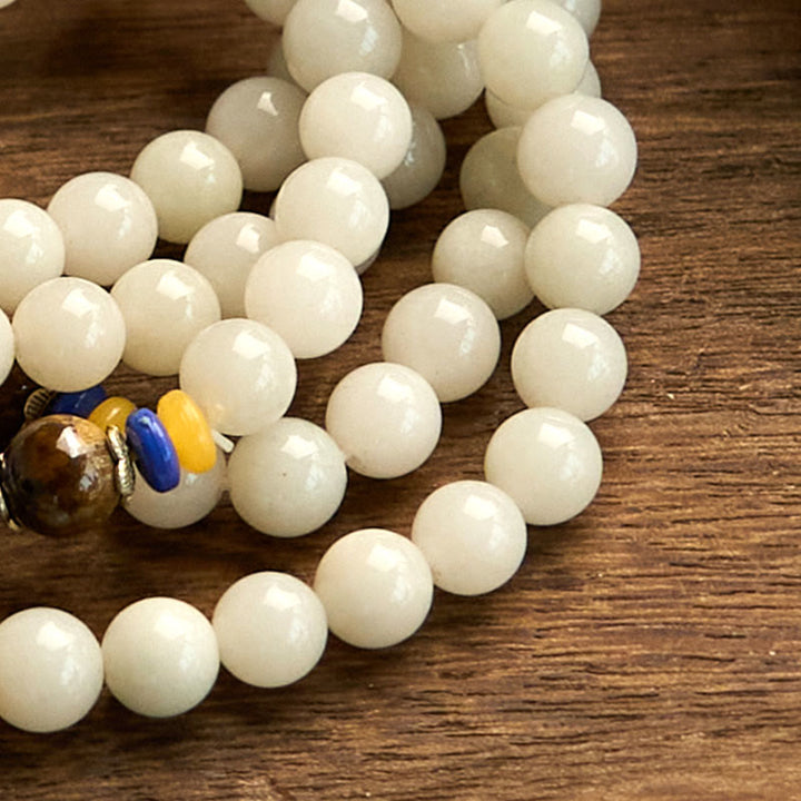 Bracelet Mala Buddha Stones 108 perles en quartzite naturel pour la richesse et la chance - image 12