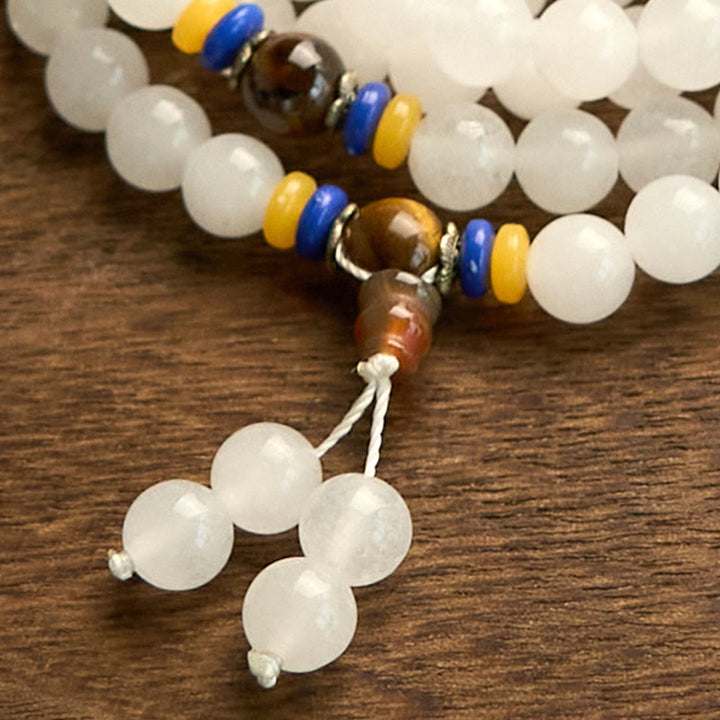 Bracelet Mala Buddha Stones 108 perles en quartzite naturel pour la richesse et la chance - image 14