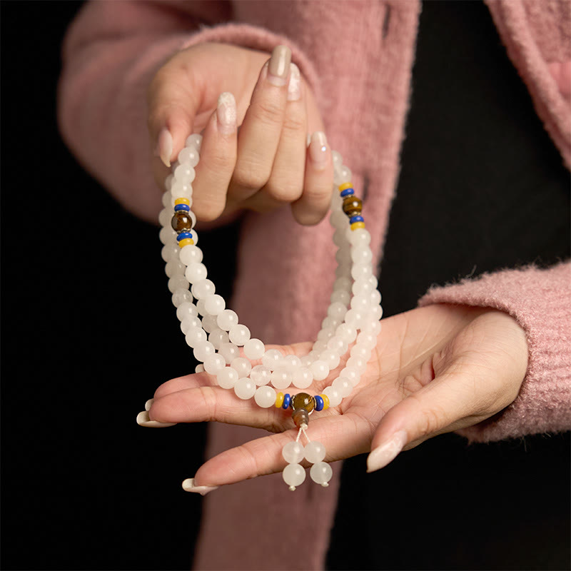 Bracelet Mala Buddha Stones 108 perles en quartzite naturel pour la richesse et la chance - image 6