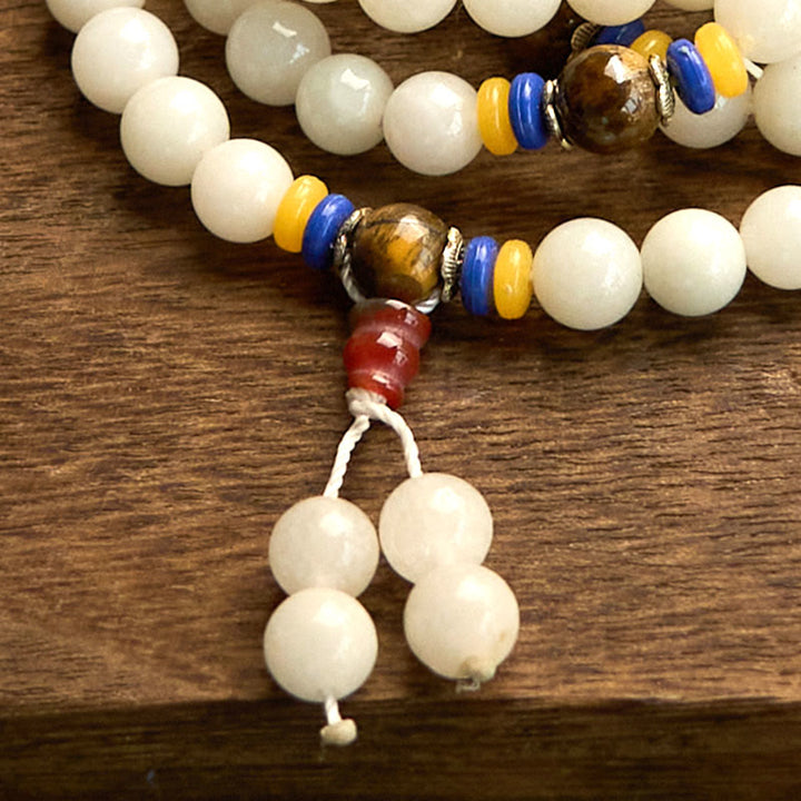 Bracelet Mala Buddha Stones 108 perles en quartzite naturel pour la richesse et la chance - image 15