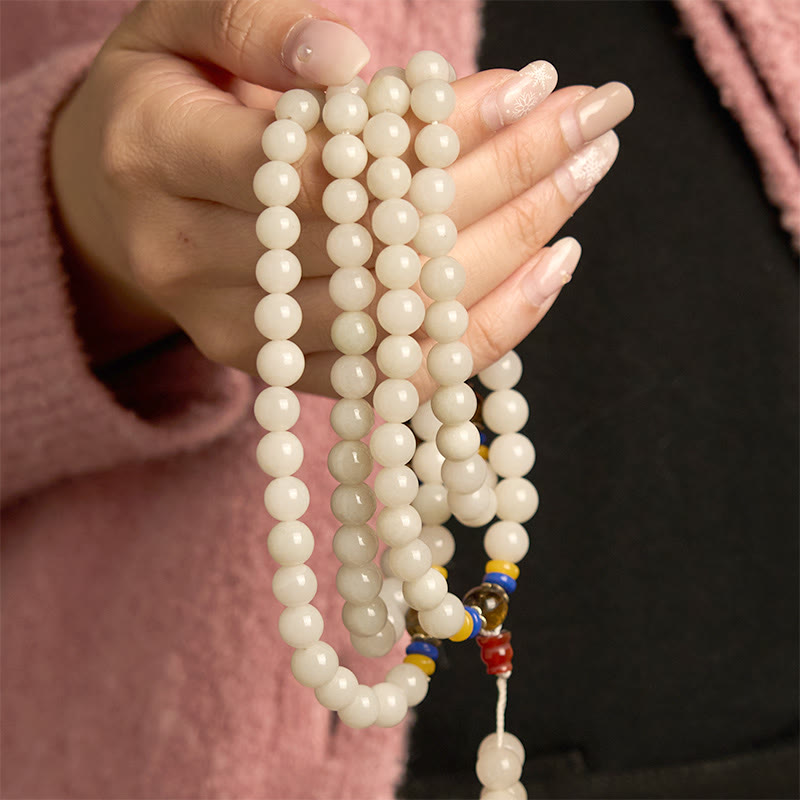 Bracelet Mala Buddha Stones 108 perles en quartzite naturel pour la richesse et la chance - image 3