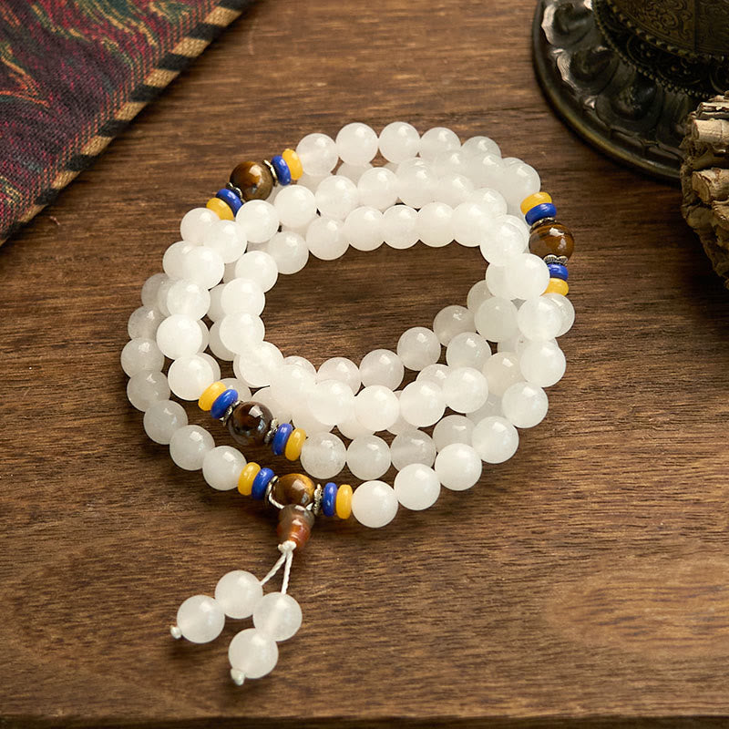 Bracelet Mala Buddha Stones 108 perles en quartzite naturel pour la richesse et la chance - image 11