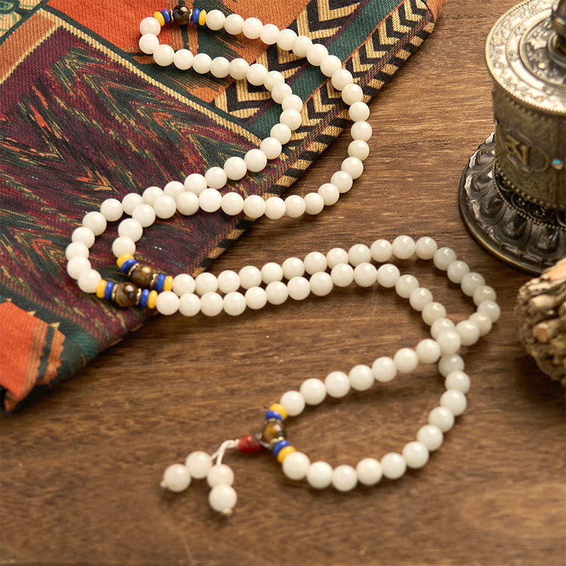 Bracelet Mala Buddha Stones 108 perles en quartzite naturel pour la richesse et la chance - image 10