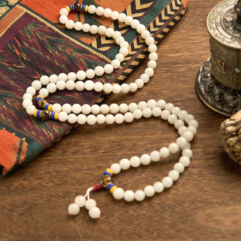 Bracelet Mala Buddha Stones 108 perles en quartzite naturel pour la richesse et la chance - image 9