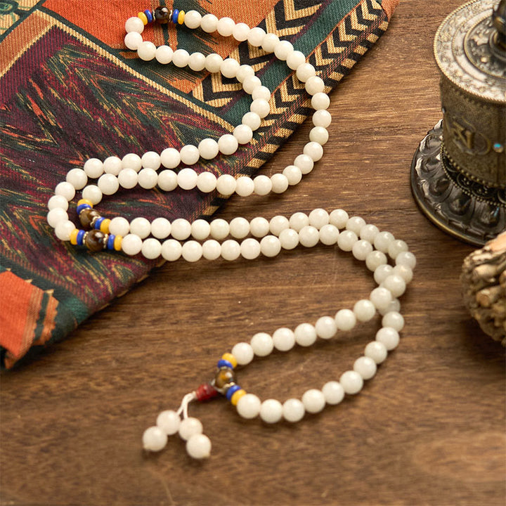 Bracelet Mala Buddha Stones 108 perles en quartzite naturel pour la richesse et la chance - image 9