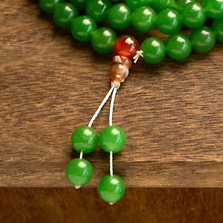 Bracelet porte-bonheur en jade cyan naturel avec 108 perles Mala Buddha Stones