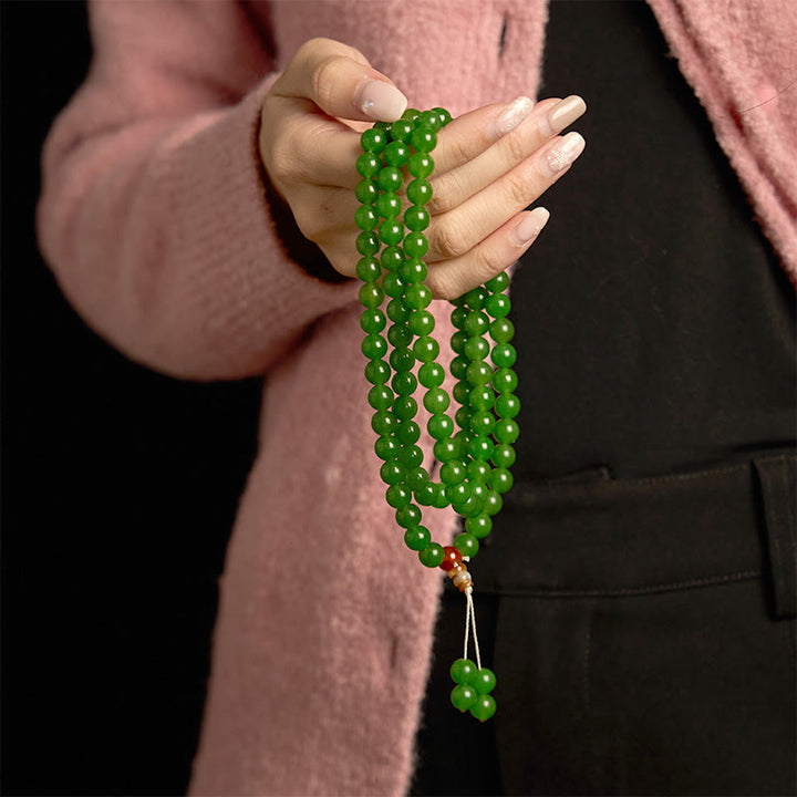 Bracelet porte-bonheur en jade cyan naturel avec 108 perles Mala Buddha Stones