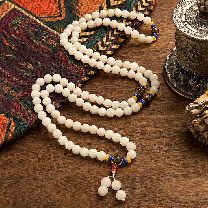 Bracelet Mala Buddha Stones 108 perles en quartzite naturel pour la richesse et la chance - image 8
