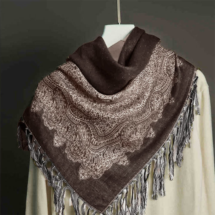 Écharpe en cachemire jacquard à imprimé floral coloré avec pompons et Buddha Stones pour l'automne et l'hiver