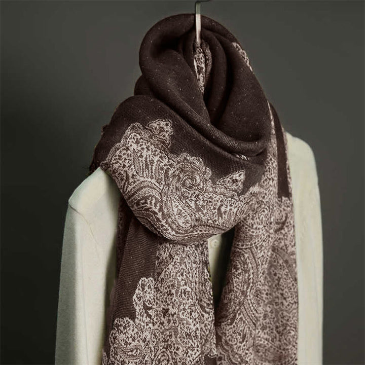 Écharpe en cachemire jacquard à imprimé floral coloré avec pompons et Buddha Stones pour l'automne et l'hiver