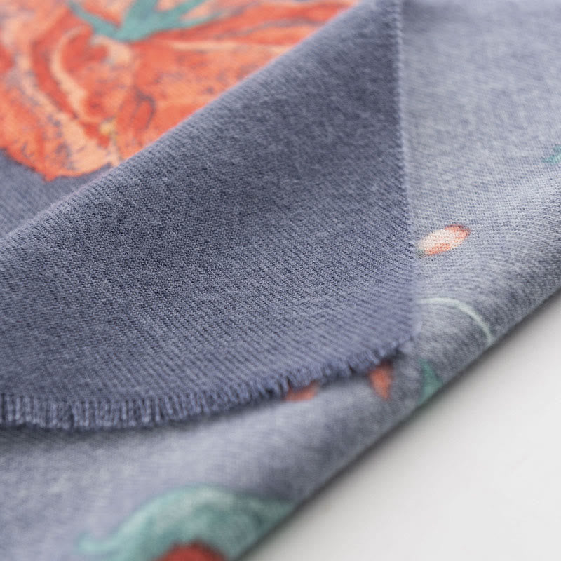 Écharpe enveloppante confortable et chaude avec motif imprimé de roses multiflores tibétaines en Buddha Stones pour l'automne et l'hiver