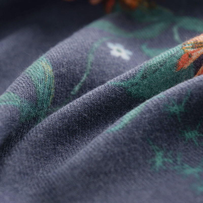 Écharpe enveloppante confortable et chaude avec motif imprimé de roses multiflores tibétaines en Buddha Stones pour l'automne et l'hiver